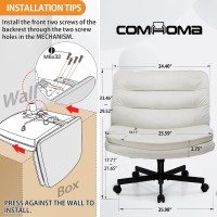 Comhoma Criss Cross Chair With Wheels Armless Wide Cross Legged Office Chair Mid Back Modern Home Office Desk Chair Swivel Adj