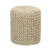 Cotton Craft Braided Round Pouf Hand Knitted Cotton Tweed Cord Cable Dori Cylindrical Ottoman Foot Stool Floor Pouf Footrest