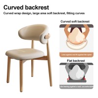 lirrebol Mid-Century Modern Dining Chairs, Farmhouse Solid Wood Chairs, Kitchen Chairs w/Comfortable Backrest & PU Leather Seat, Sturdy Armless Side Chair for Kitchen, Dining Room - 1PC