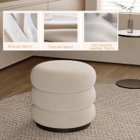 Round Footstool, Modern Cushioned Footstool With Soft Padding, Makeup Stool, Suitable For Living Room And Bedroom Shoe Changing Stool, Low Stool, Sofa Stool, Living Room Seat ( Color : Off-White )