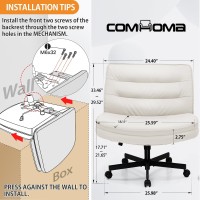 Comhoma Criss Cross Chair With Wheels Armless Wide Cross Legged Office Chair Mid Back Modern Home Office Desk Chair Swivel Adj