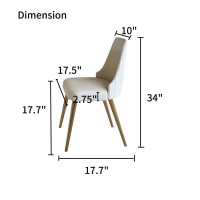 White Leather Contemporary Dining Chair Home Side Chair Back Chair, Round Dining Table With Rock Slabs Dining Table And Chair Set Eco-Leather Upholstered With Gold Powder Coated Iron Leg (Color : 2-P