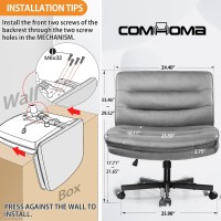 Comhoma Criss Cross Chair With Wheels Armless Wide Cross Legged Office Chair Mid Back Modern Home Office Desk Chair Swivel Adj