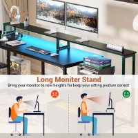 Aheaplus L Shaped Desk With File Drawer 66 Reversible L Shaped Computer Desk With Power Outlet Led Strip Gaming Desk With