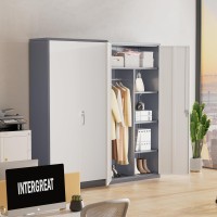 Intergreat Metal Storage Cabinet With Locking Doors 72 Tall Wardrobe Closet With Lock And Hanging Rod Steel Storage Locker C