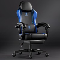 Dowinx Gaming Chair With Pocket Spring Cushion Ergonomic Game Chair With Massage Lumbar Support And Footrest For Adults High B