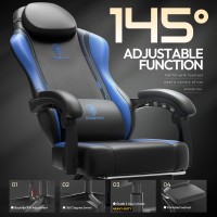 Dowinx Gaming Chair With Pocket Spring Cushion Ergonomic Game Chair With Massage Lumbar Support And Footrest For Adults High B