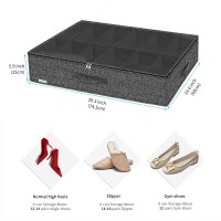 Friday Monkey Sturdy Closet Under Bed Shoe Organizer Set Of 2 (Fit 12+12 Pairs)  Foldable Underbed Shoe Storage Box Bin With Zippers & Handles  Organizador De Zapatos  Linen-Like Black  Zmxaubsb2P