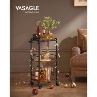 Vasagle Kitchen Serving Cart With Removable Tray 3Tier Kitchen Utility Cart On Wheels With Storage With Brakes Leveling Feet