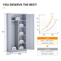 Intergreat Metal Storage Cabinet With Locking Doors 72 Tall Wardrobe Closet With Lock And Hanging Rod Steel Storage Locker C