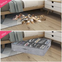 Friday Monkey Large Under Bed Shoes Storage Organizer Set Of 2 1212 Pairs Heavy Duty Closet Foldable Fabric Shoe Container B