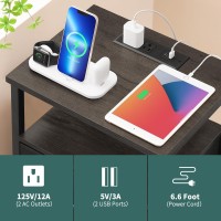 Yoobure Night Stand With Charging Station 20 Colors Led Nightstand With Usb Ports And Outlets End Table With 3 Fabric Drawers