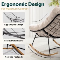 Bme Patio Rocking Chair Outdoor And Indoor Modern Metal Lounge Rocker With Thick 7 Cushion 400Lbs Capacity Ergonomic Design