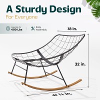 Bme Patio Rocking Chair Outdoor And Indoor Modern Metal Lounge Rocker With Thick 7 Cushion 400Lbs Capacity Ergonomic Design