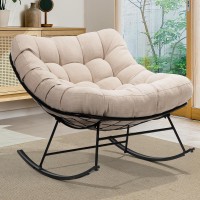 Bme Patio Rocking Chair Outdoor Indoor Metal Patio Lounge Rocking Chair With Thick Cushion Comfy Modern Rocker Chair For Liv