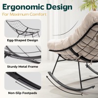 Bme Patio Rocking Chair Outdoor Indoor Metal Patio Lounge Rocking Chair With Thick Cushion Comfy Modern Rocker Chair For Liv