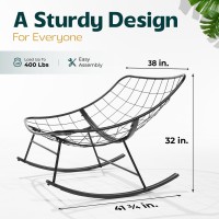 Bme Patio Rocking Chair Outdoor Indoor Metal Patio Lounge Rocking Chair With Thick Cushion Comfy Modern Rocker Chair For Liv