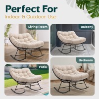 Bme Patio Rocking Chair Outdoor Indoor Metal Patio Lounge Rocking Chair With Thick Cushion Comfy Modern Rocker Chair For Liv