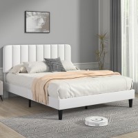 Vecelo Full Size Upholstered Bed Frame With Adjustable Headboard Velvet Platform Bedframe Mattress Foundation Strong Wood Slat