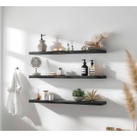 Phph 36 Inch Wood Floating Shelves For Wall Wooden Wall Shelves For Bedroom Set Of 4 Black