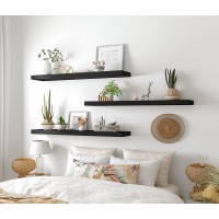 Phph 36 Inch Wood Floating Shelves For Wall Wooden Wall Shelves For Bedroom Set Of 4 Black