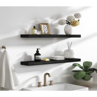 Phph 24 Inch Wood Floating Shelves For Wall Wooden Wall Shelves For Bedroom Set Of 6 Black