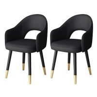 Guyifuny Pu Leather Dining Chairs Set Of 2, Kitchen Chairs With Arms And Metal Legs, Upholstered Side Chair For Dining Room Living Room