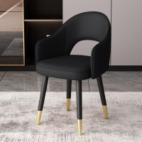 Guyifuny Pu Leather Dining Chairs Set Of 2, Kitchen Chairs With Arms And Metal Legs, Upholstered Side Chair For Dining Room Living Room