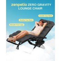 Zenpetio Zero Gravity Lounge Chair Outdoor Recliner Chair Wdetachable Cushion Cup Holder And Pillow Portable Folding Anti Gra