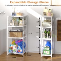 4 Tier Expandable Slim Storage Shelf Metal Shelving Unit For Bathroom Storage Organizer Freestanding Narrow Shelf For Small Sp