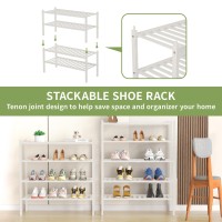 Romguar Craft 4 Tier Bamboo Shoe Rack For Closet Free Standing Wood Shoe Shelf For Entryway Small Space Stackable 27X11X26