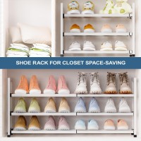 Bumusty 3Tier Expandable Shoe Rack For Closet 1833 Adjustable Shoe Rack For Small Space Small Shoe Organizer For Front Do