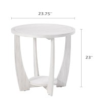 COZAYH Rustic Farmhouse end Table with Storage Shelf, French Country Accent Side Table for Family, Dinning or Living Room, Small Spaces, Modern, Round, White
