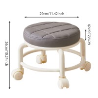 Grey Rolling Stool, Low Rolling Stool, 10.2 Inch Tall Rolling Stools With Wheels Heavy Duty Small Stool On Wheels Swivel Rolling Pedicure Stool Chair For Home Office Garage Shop