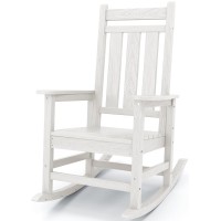 Kingyes Outdoor Rocking Chair Pearl White