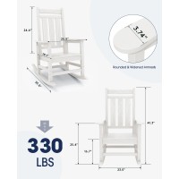 Kingyes Outdoor Rocking Chair Pearl White