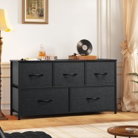 Dwvo 5 Dresser For Bedroom Fabric Dresser With 5 Drawers Chest Of Drawers For Closet Black Dresser Chest Of Drawers