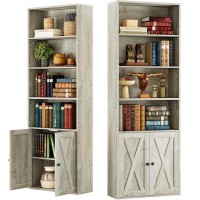 Ironck Industrial Bookshelves And Bookcases With Doors Set Of Two Floor Standing 6 Shelf Display Storage Shelves 70 In Tall Book