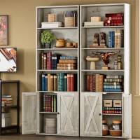 Ironck Industrial Bookshelves And Bookcases With Doors Set Of Two Floor Standing 6 Shelf Display Storage Shelves 70 In Tall Book