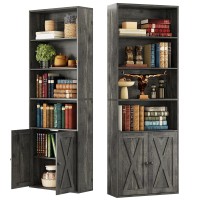 Ironck Industrial Bookshelves And Bookcases With Doors Set Of 2 Floor Standing 6 Shelf Display Storage Shelves 70 In Tall Bookca