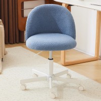 Vingli Candy Chair Armless Cute Desk Chair Comfy Small Office Chair With Wheels Vanity Chair With Lumbar Support Teddy Adjustabl