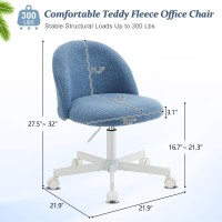 Vingli Candy Chair Armless Cute Desk Chair Comfy Small Office Chair With Wheels Vanity Chair With Lumbar Support Teddy Adjustabl