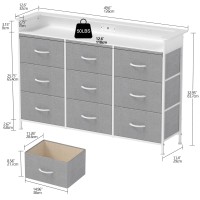 Exotica Gray Dresser With Led Light For Bedroom 9 Drawer Dresser With Charging Station Dressers Chests Of Drawers For Entryway