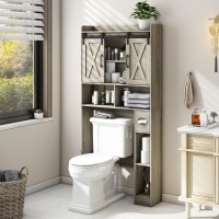 Over The Toilet Storage Cabinet Farmhouse Storage Cabinet Over Toilet With Sliding Door Toilet Paper Holder Stand Home Spaces