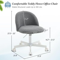 Vingli Candy Chair Armless Cute Desk Chair Comfy Small Office Chair With Wheels Vanity Chair With Lumbar Support Teddy Adjustabl