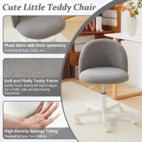 Vingli Candy Chair Armless Cute Desk Chair Comfy Small Office Chair With Wheels Vanity Chair With Lumbar Support Teddy Adjustabl