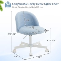 Vingli Candy Chair Armless Cute Desk Chair Comfy Small Office Chair With Wheels Vanity Chair With Lumbar Support Teddy Adjustabl