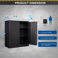 Fesbos Metal Storage Cabinet36 Tall Steel File Cabinets With Lockable Doors And Adjustable Shelvesblack Steel Storage Cabin