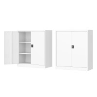 Fesbos Metal Storage Cabinet36 Tall Steel File Cabinets With Lockable Doors And Adjustable Shelveswhite Steel Storage Cabin