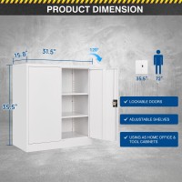 Fesbos Metal Storage Cabinet36 Tall Steel File Cabinets With Lockable Doors And Adjustable Shelveswhite Steel Storage Cabin